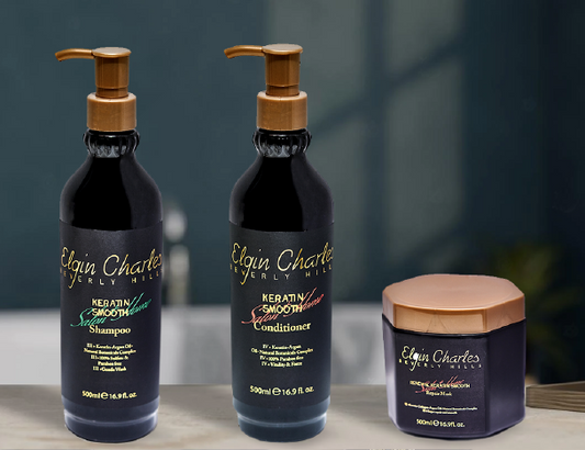 Keratin Smooth Shampoo, Keratin Smooth Conditioner, and Renewal Keratin Smooth Repair Mask (Bundle)